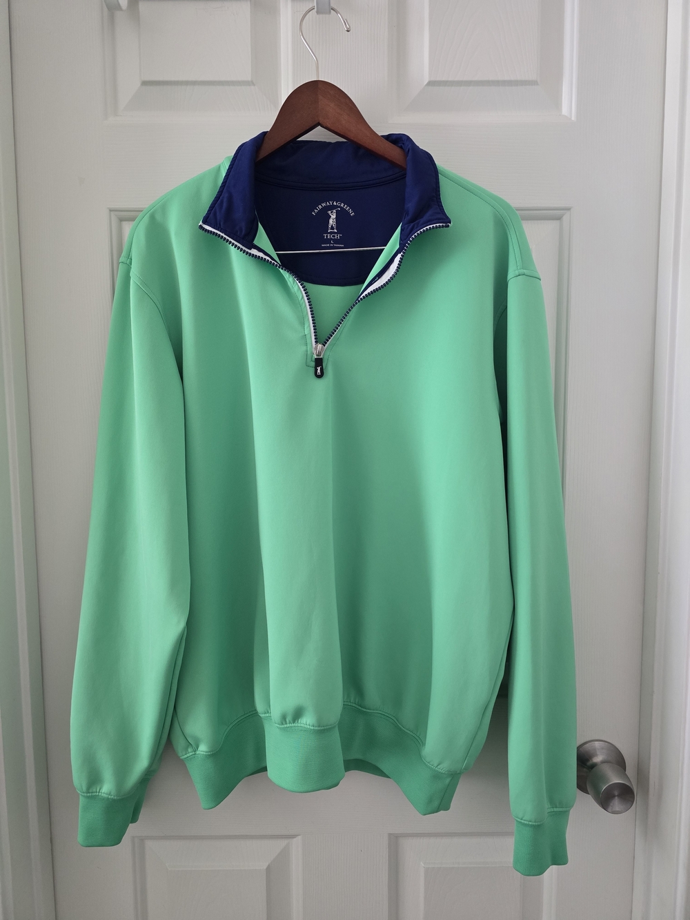 Fairway & Greene Tech 1/4 Zip Pullover Kelly Green Golf Athletic Sweater Large